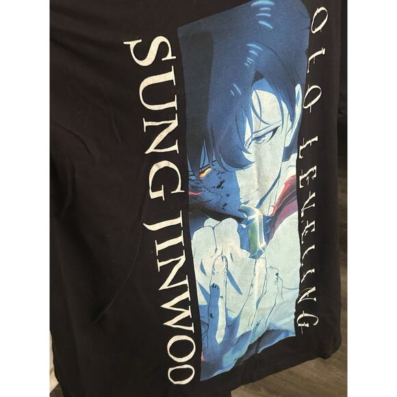 Solo Leveling Sung Jinwoo Large Black T-Shirt Anime - Picture 3 of 6